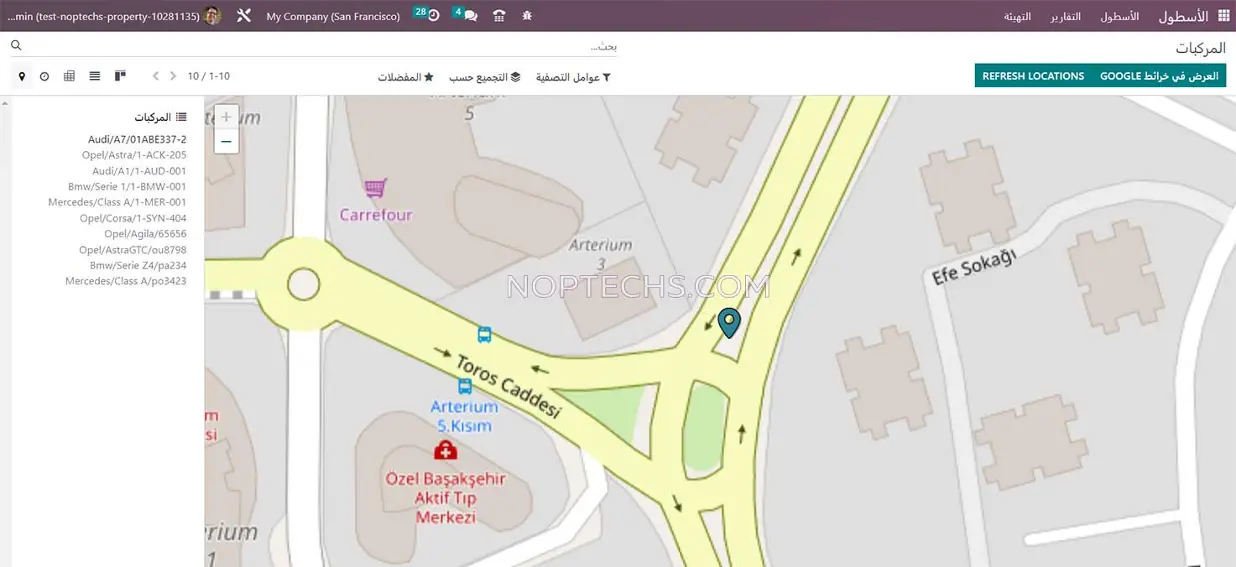 نظام تأجير السيارات الربط مع أجهزة التتبع الجغرافي GPS