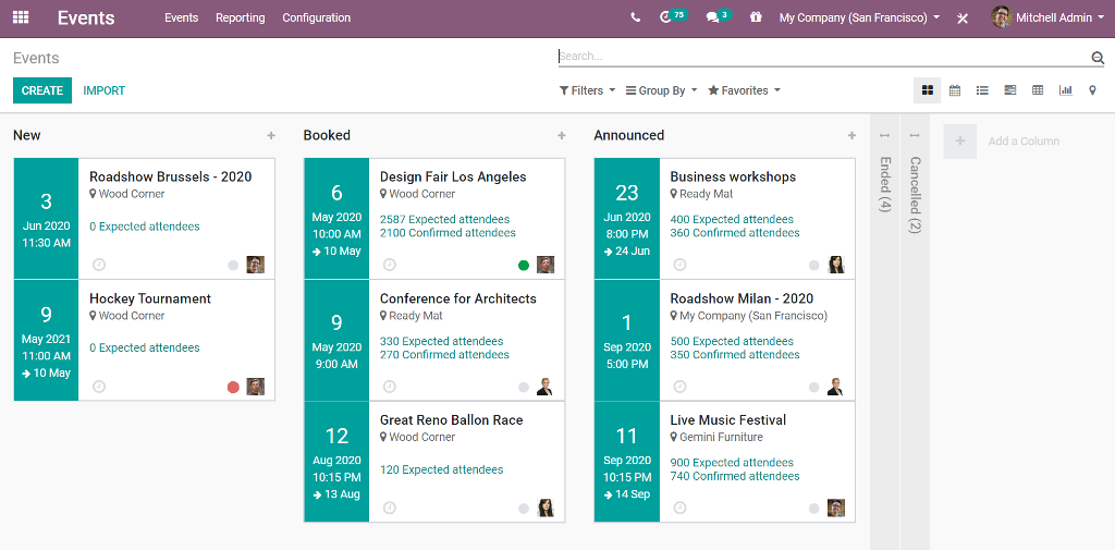 odoo Events Sell tickets online