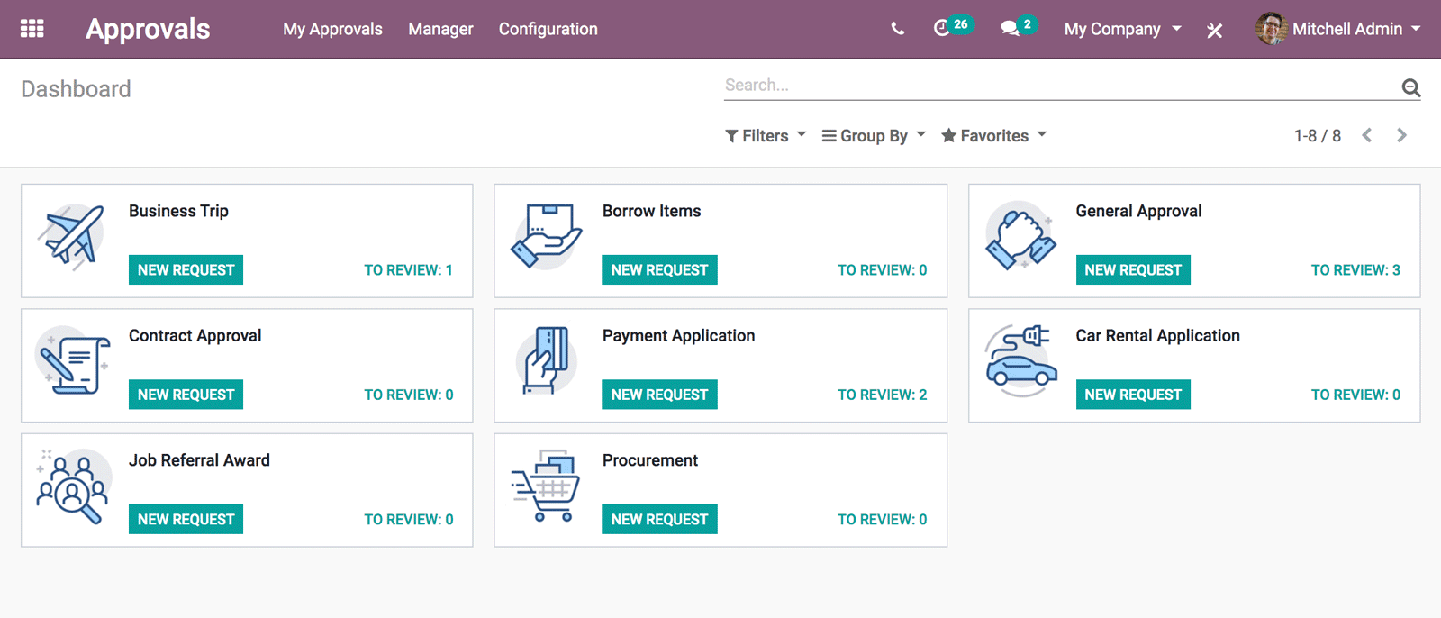 odoo Approvals Odoo has provided this application to manage approval requests