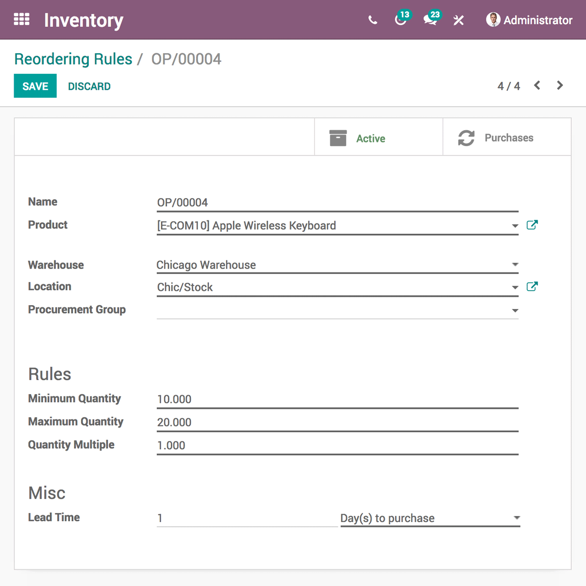 odoo Inventory