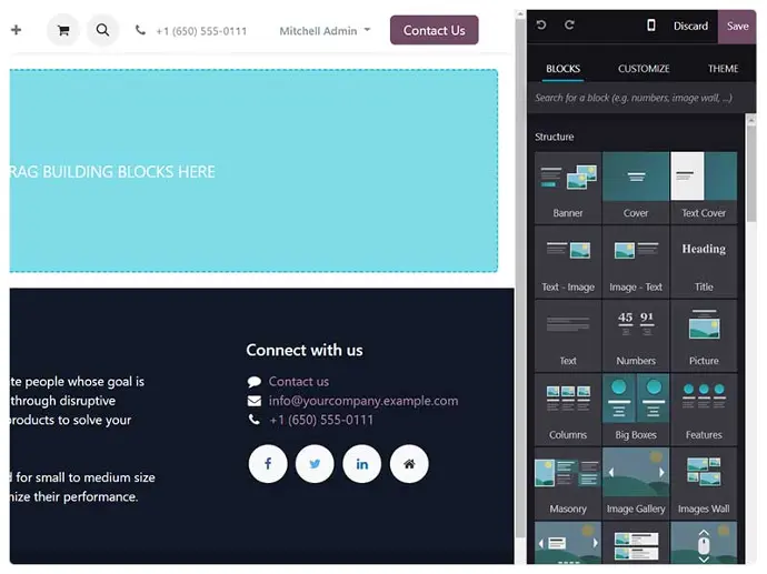 Free website builder by Odoo free website hosting